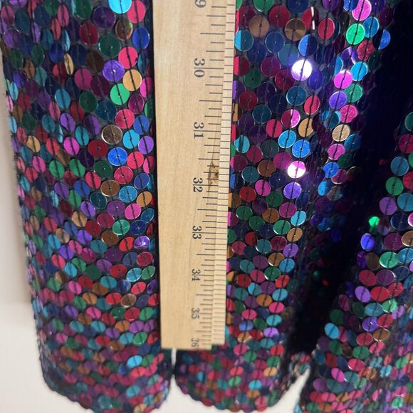 Blacktie Oleg Cassini Dress Womens 14 Sequin Long Sleeve Cocktail Multicolor 90s - Picture 11 of 15